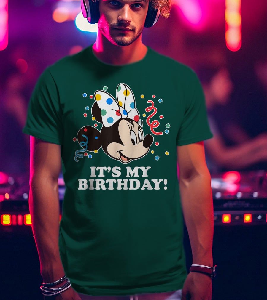 Disney Minnie Mouse It's My Birthday Celebration Confetti Bow Fun T-Shirt
