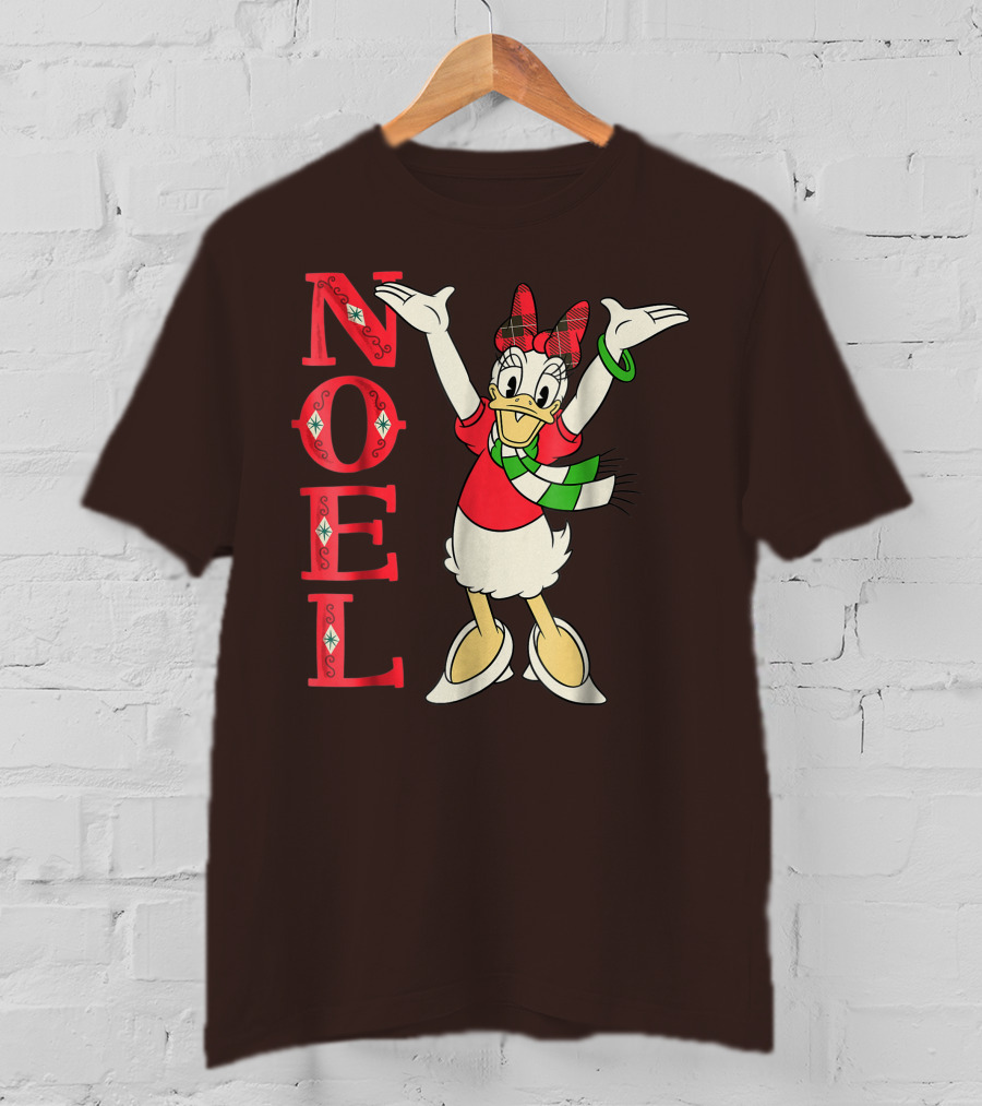 Disney Noel Holiday Vintage Daisy Duck Bow Scarf T-Shirt
