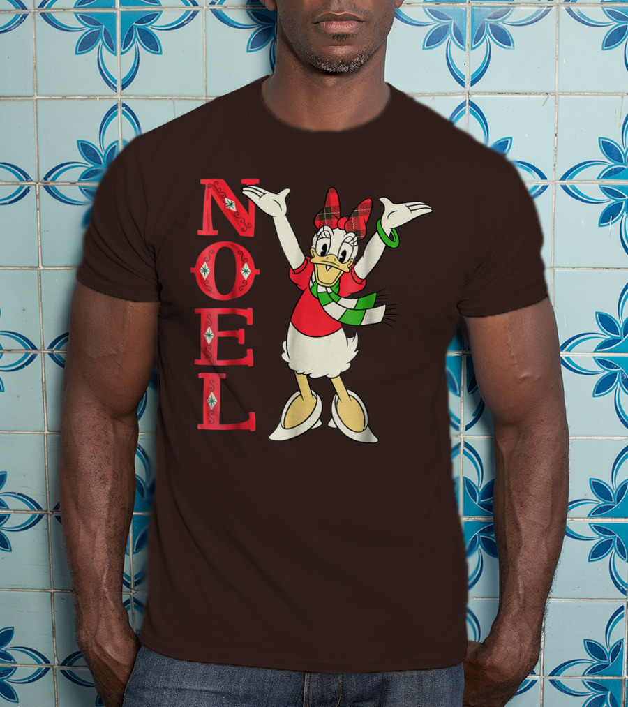 Disney Noel Holiday Vintage Daisy Duck Bow Scarf T-Shirt