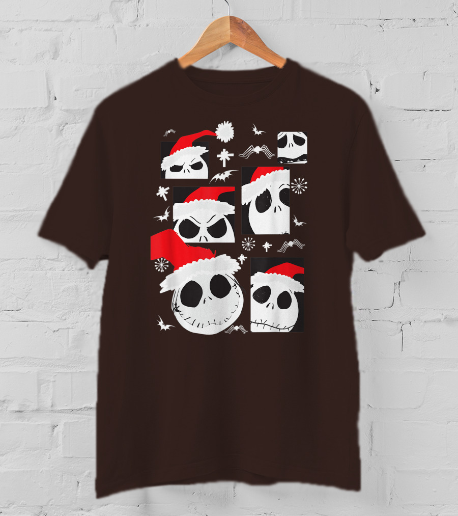 Nightmare Before Christmas Jack Skellington Faces Santa Hat Disney T-Shirt