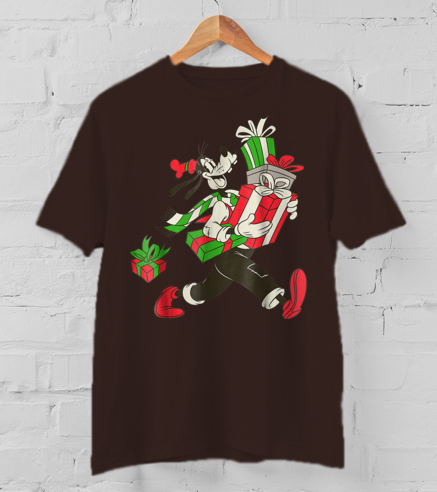 Disney Vintage Goofy Holiday Presents Carrying Christmas Gifts T-Shirt