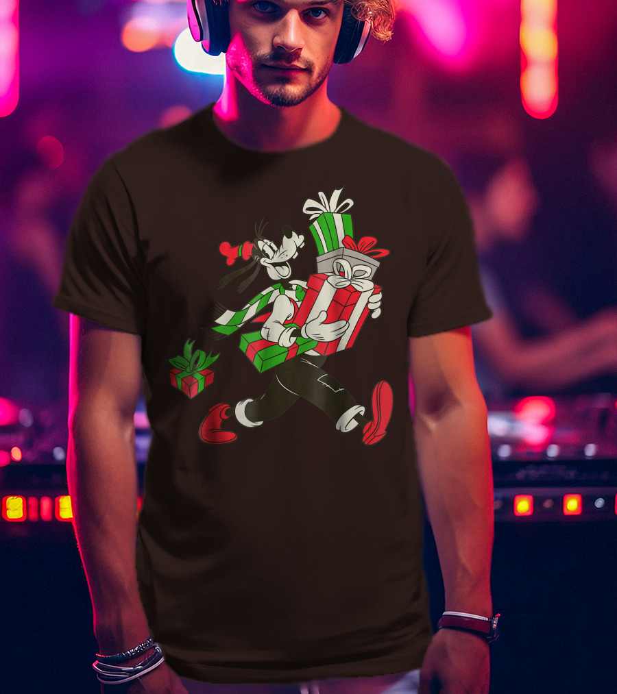 Disney Vintage Goofy Holiday Presents Carrying Christmas Gifts T-Shirt