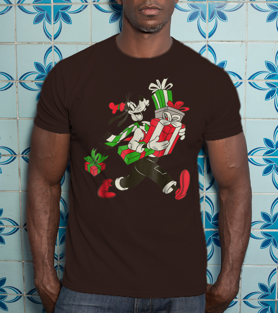 Disney Vintage Goofy Holiday Presents Carrying Christmas Gifts T-Shirt