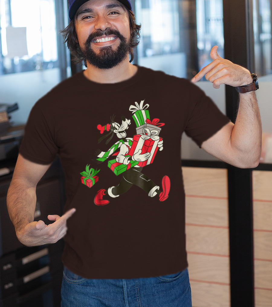 Disney Vintage Goofy Holiday Presents Carrying Christmas Gifts T-Shirt