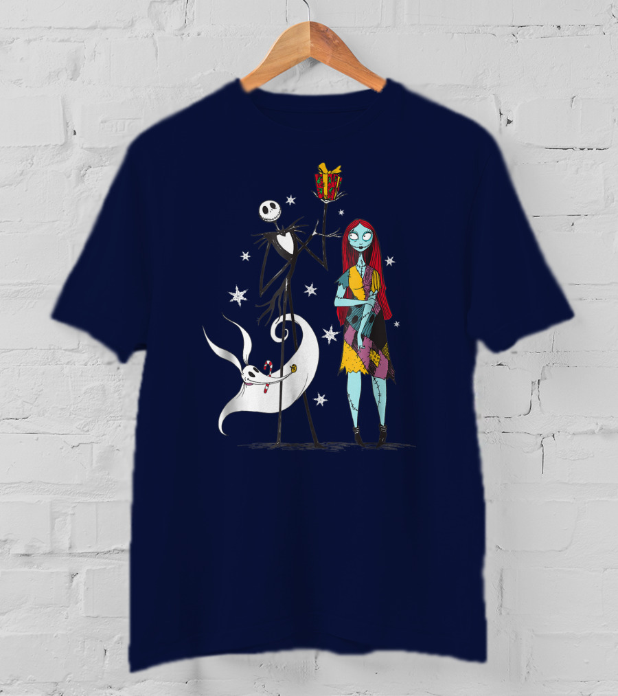 Disney The Nightmare Before Christmas Jack Skellington And Sally With Zero T-Shirt
