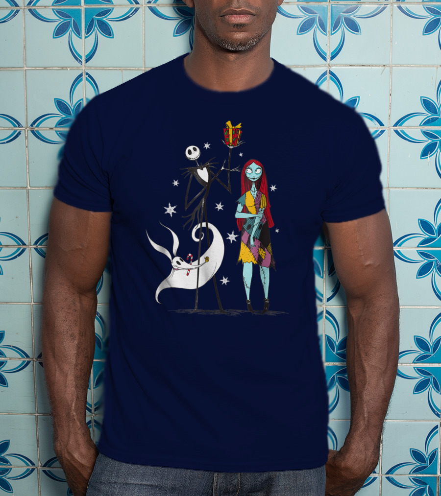 Disney The Nightmare Before Christmas Jack Skellington And Sally With Zero T-Shirt