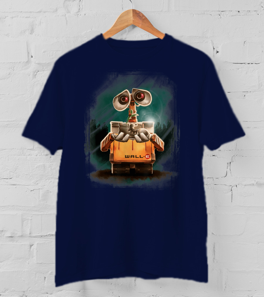 Wall E Holding Plant In Shoe On Starry Night Background Disney Pixar T-Shirt