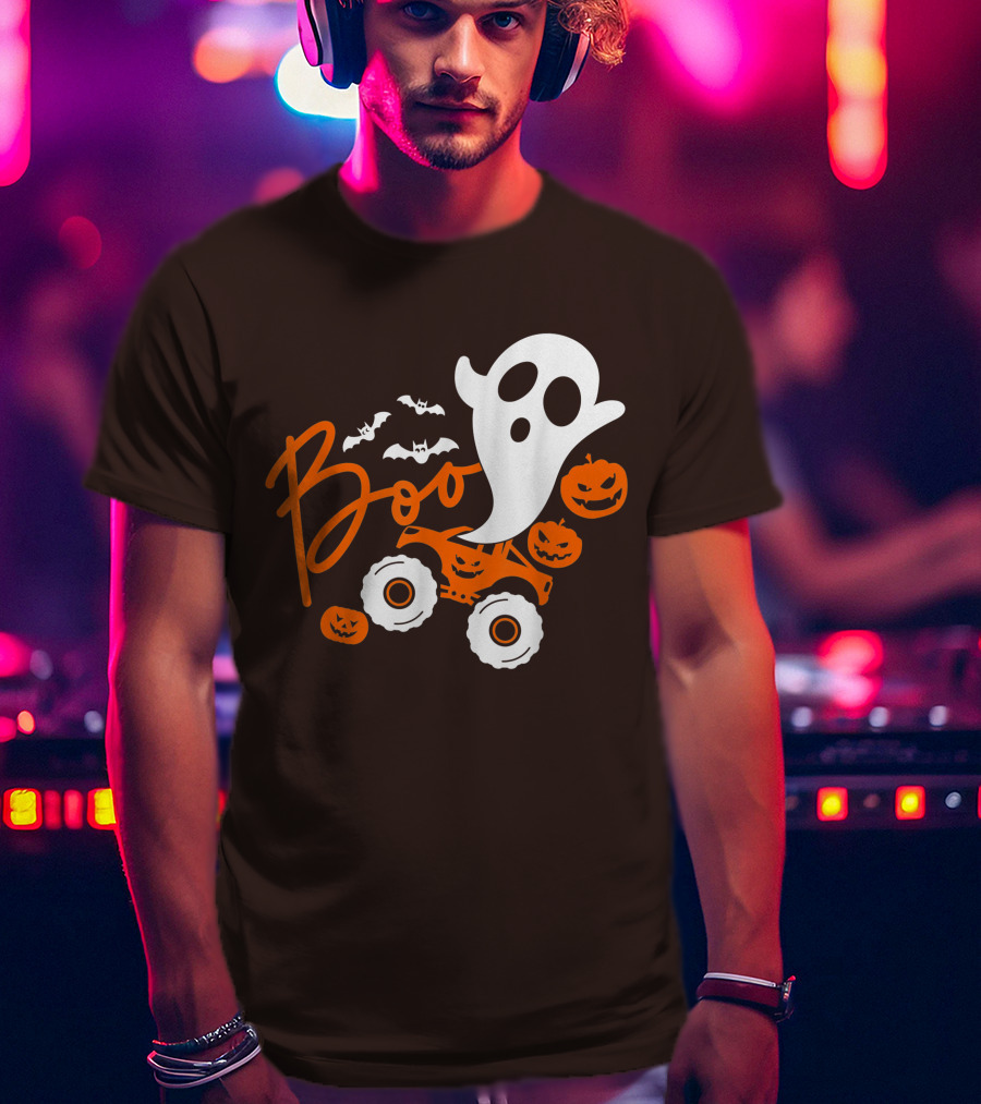 Boo Ghost Monster Truck Halloween Pumpkin Bats T-Shirt