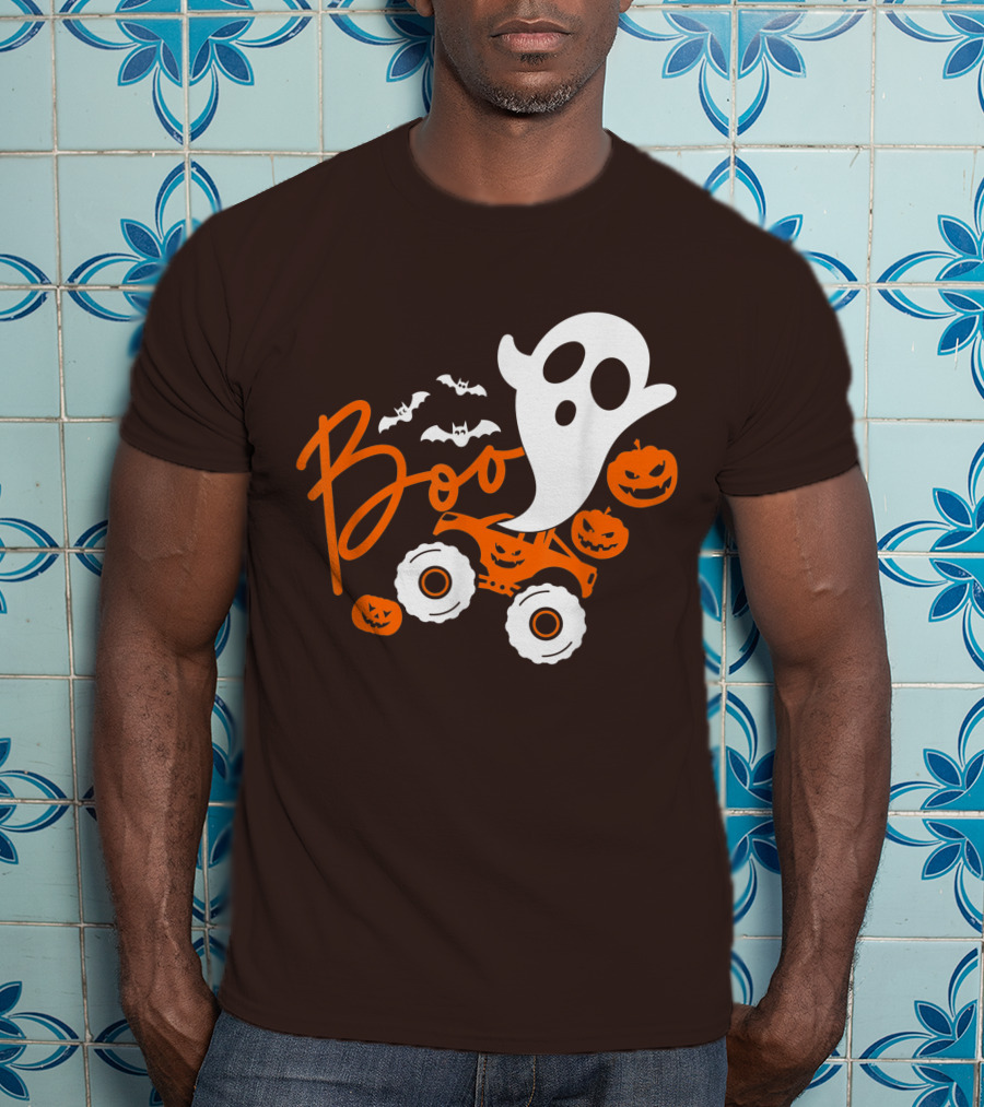 Boo Ghost Monster Truck Halloween Pumpkin Bats T-Shirt