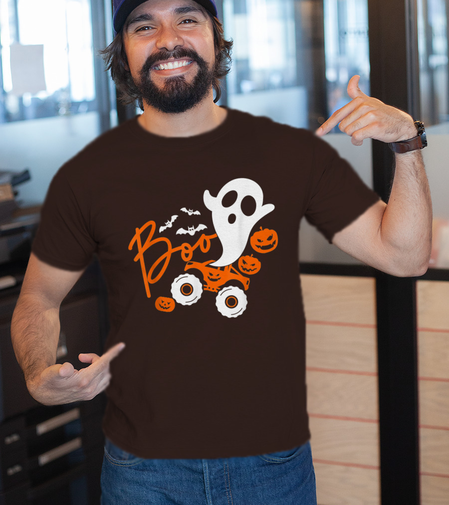 Boo Ghost Monster Truck Halloween Pumpkin Bats T-Shirt
