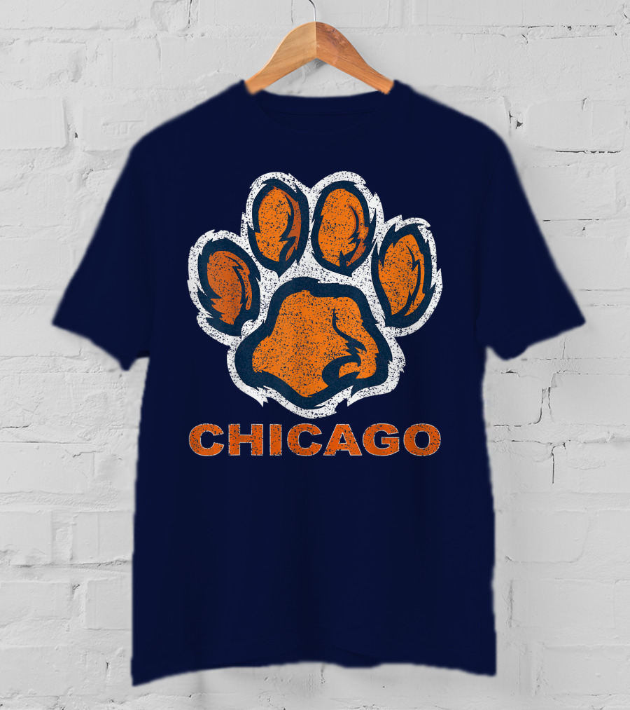 Chicago Bear Paw Orange Vintage Football T-Shirt
