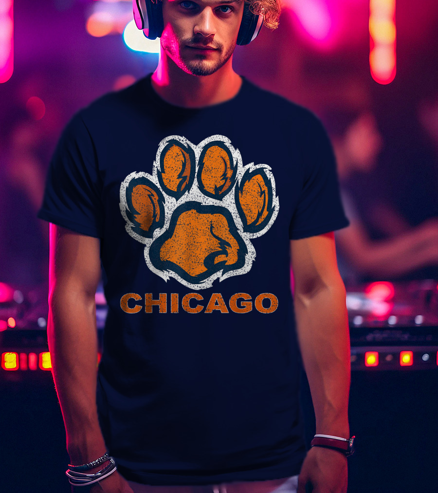 Chicago Bear Paw Orange Vintage Football T-Shirt
