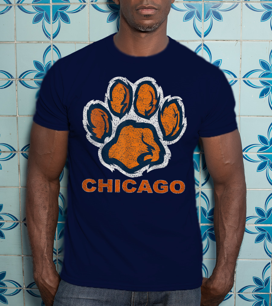 Chicago Bear Paw Orange Vintage Football T-Shirt