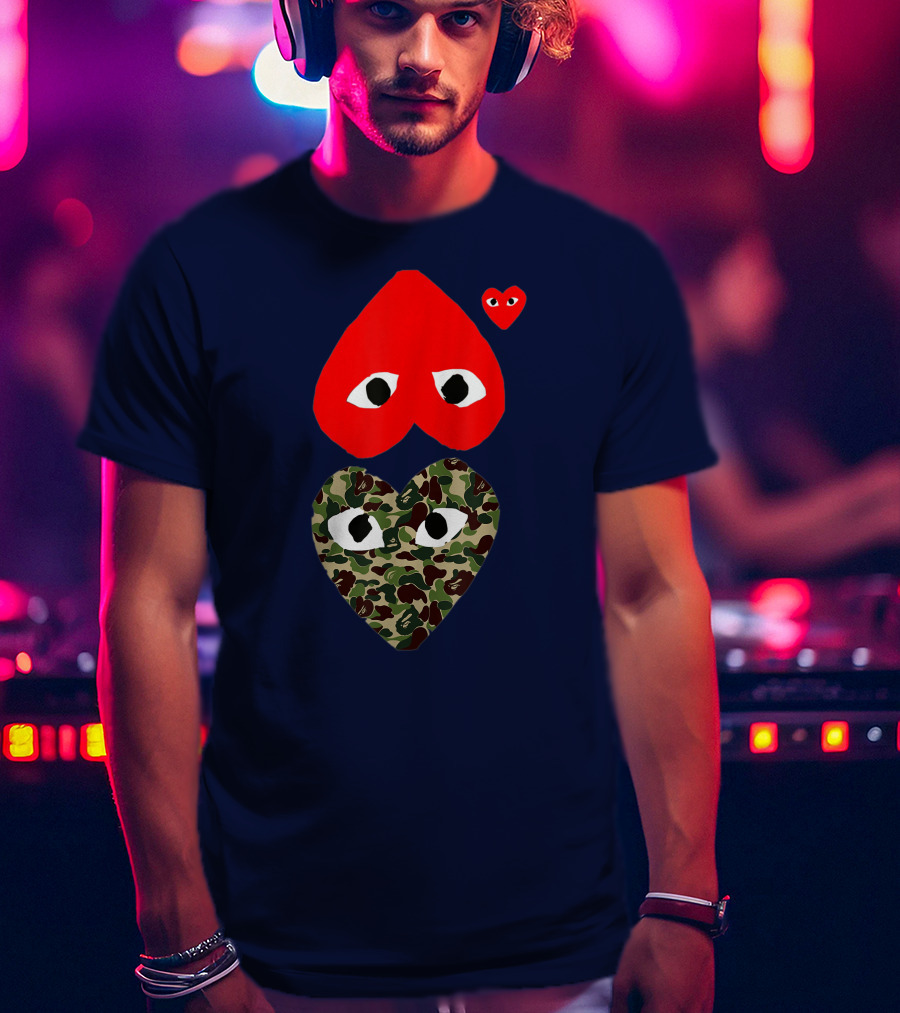 Comme Des Garçons Play Heart Camouflage Eyes T-Shirt