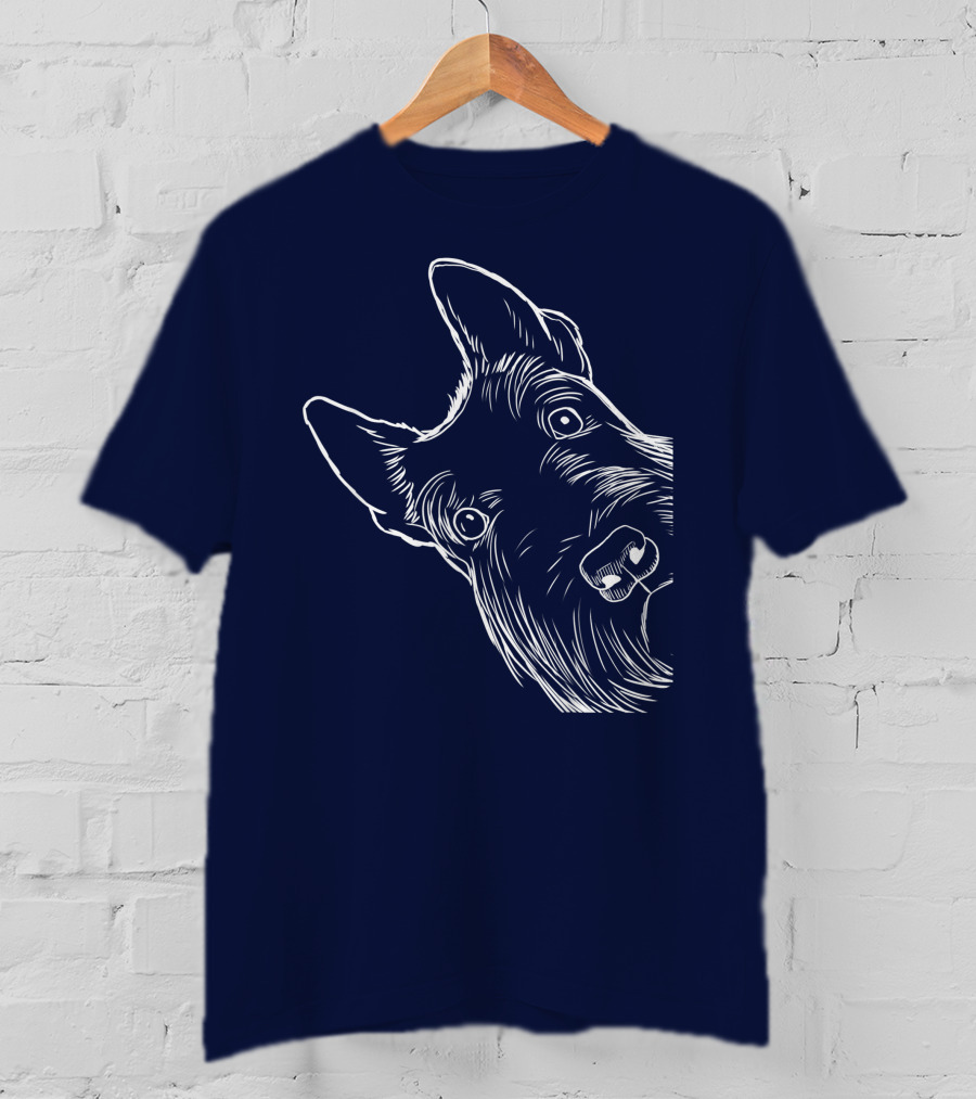 Funny Scottish Terrier Scottie Dog Peeking T-Shirt