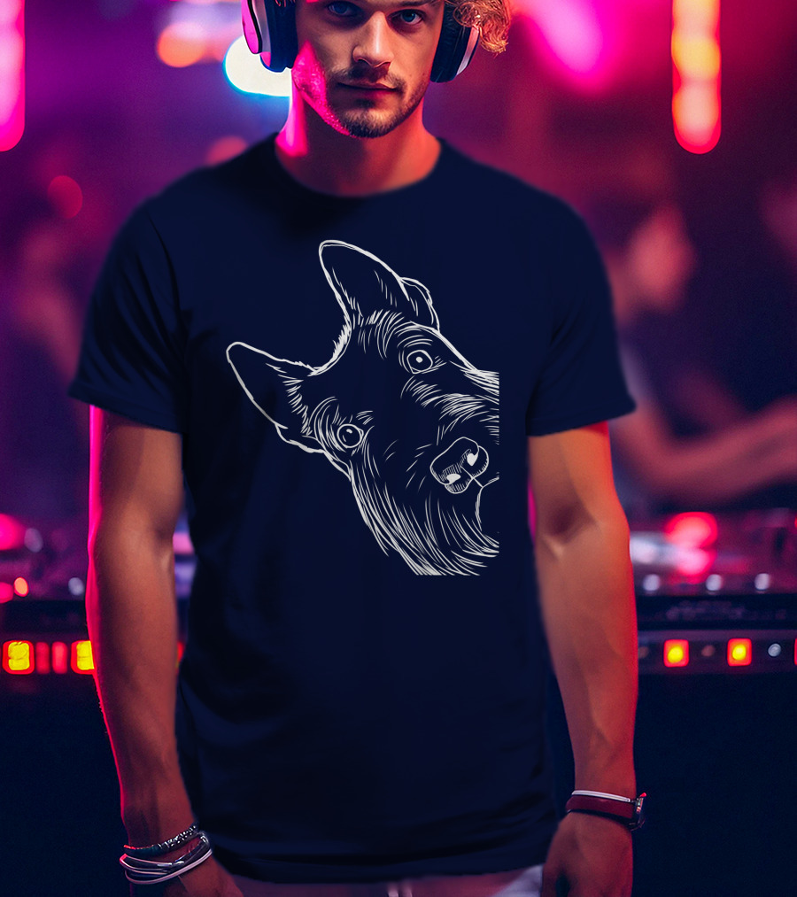 Funny Scottish Terrier Scottie Dog Peeking T-Shirt