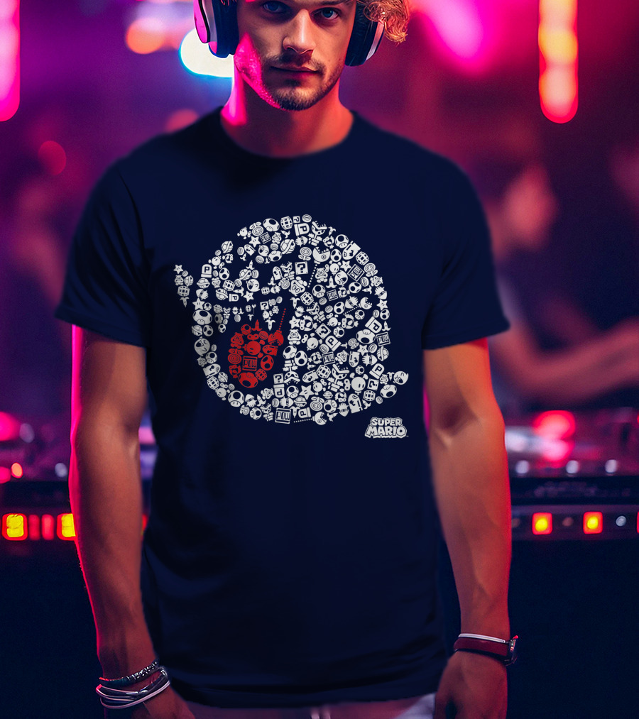 Super Mario Boo Icon With Game Elements T-Shirt