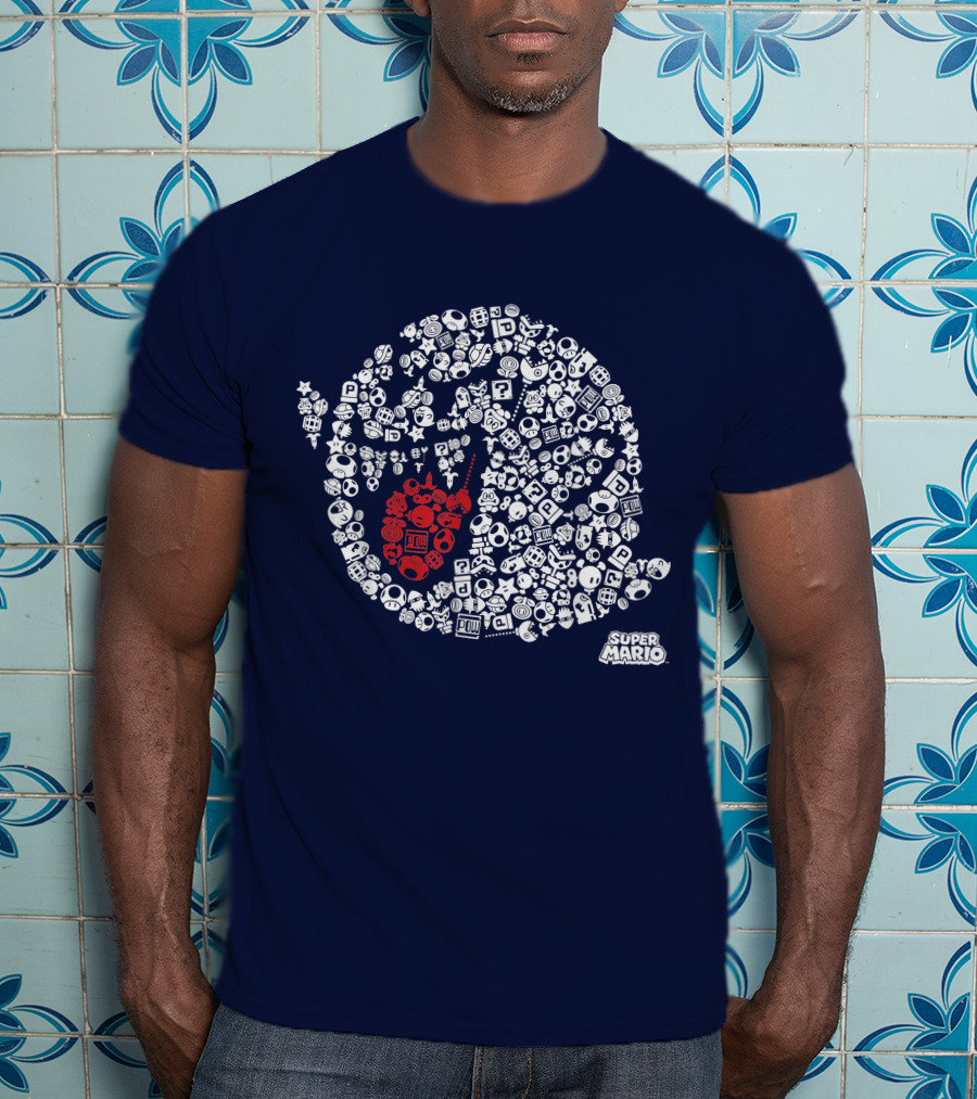 Super Mario Boo Icon With Game Elements T-Shirt