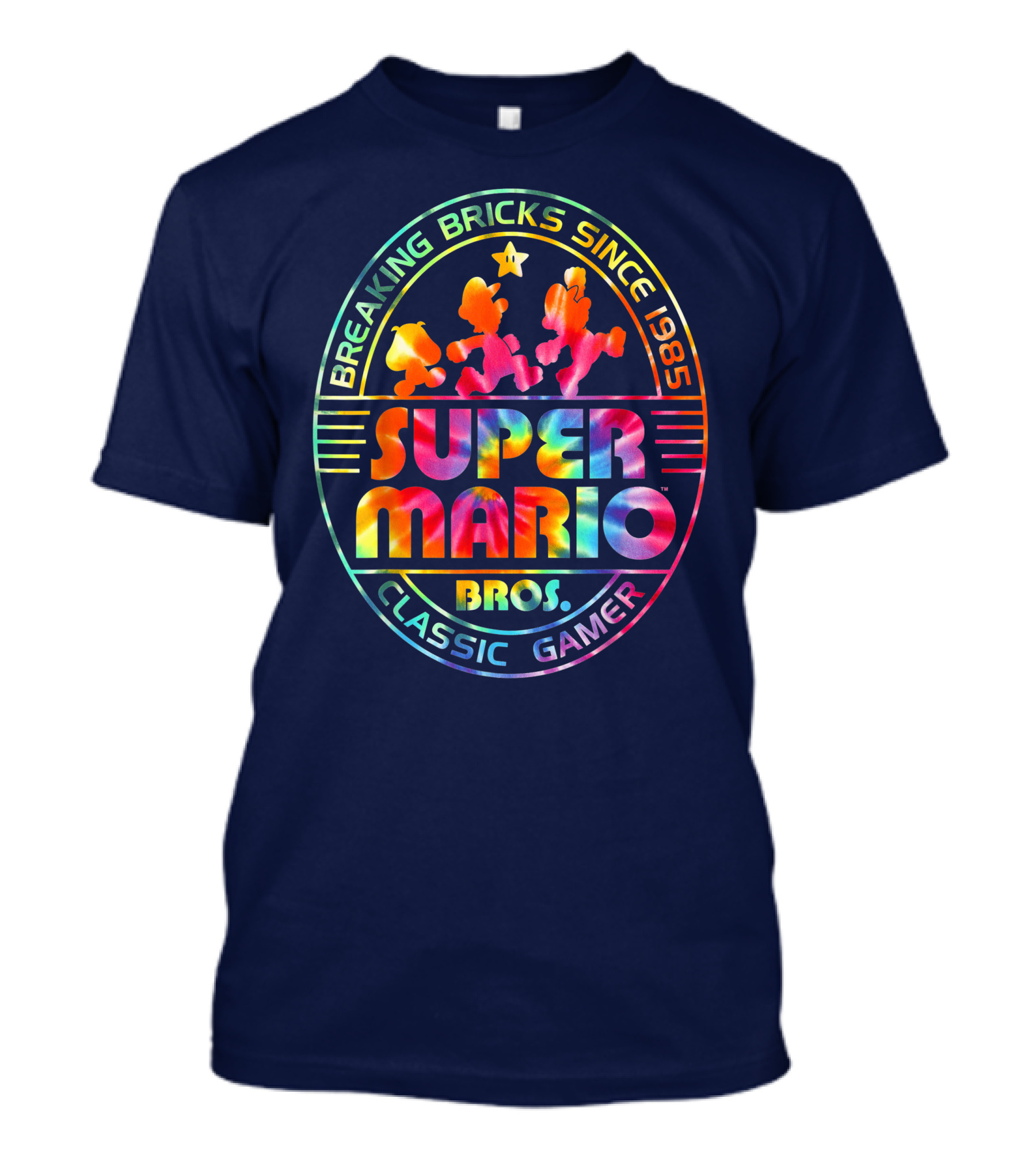 Breaking Bricks Since 1985 Super Mario Bros Classic Gamer Tie Dye T-Shirt