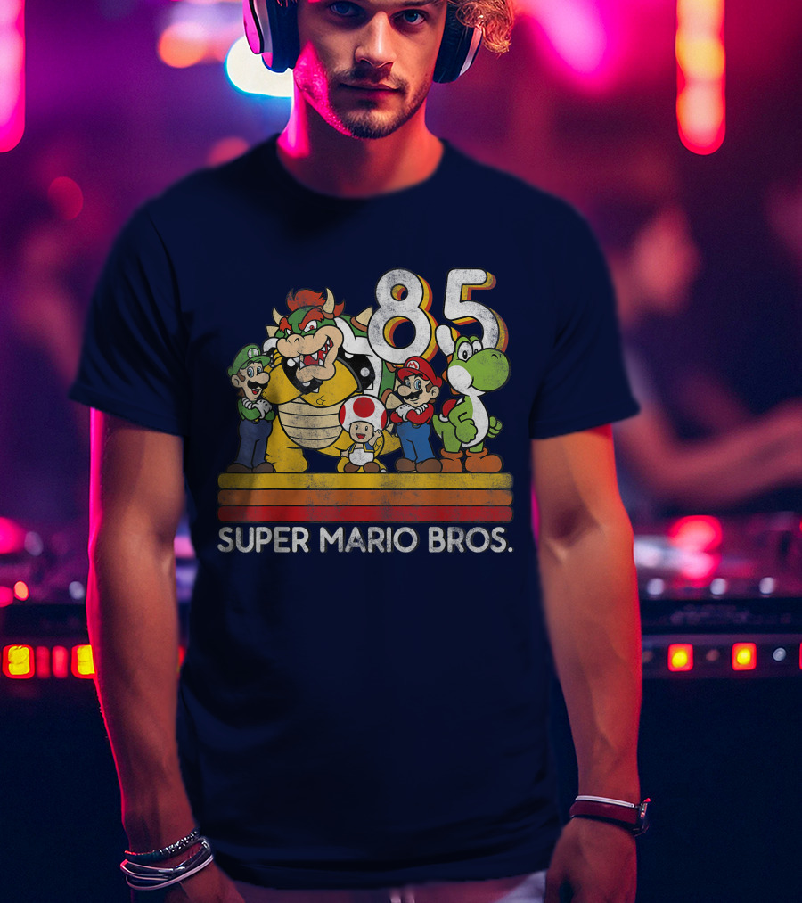 Super Mario Bros. 85 Retro Character Line Up T-Shirt