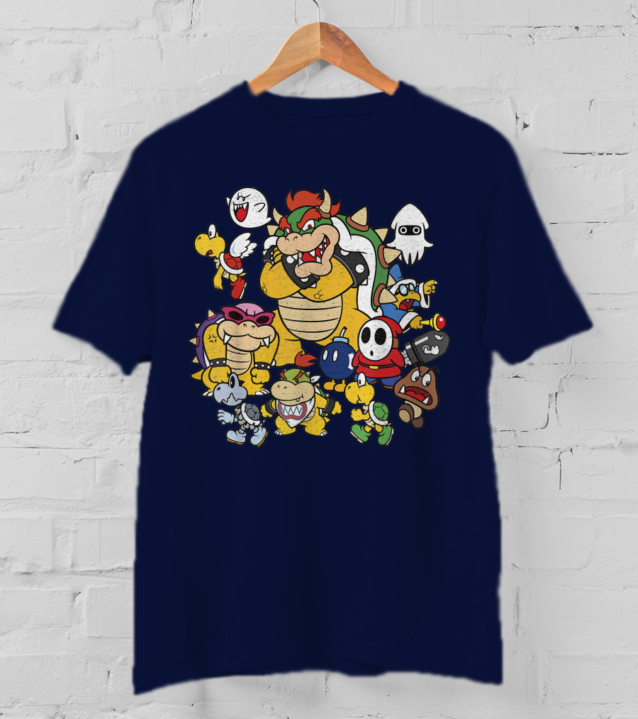 Super Mario Bowser And Classic Enemy Characters Group T-Shirt