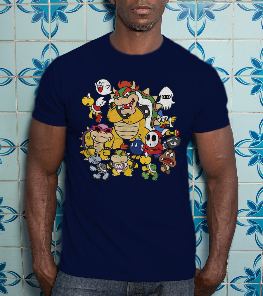 Super Mario Bowser And Classic Enemy Characters Group T-Shirt