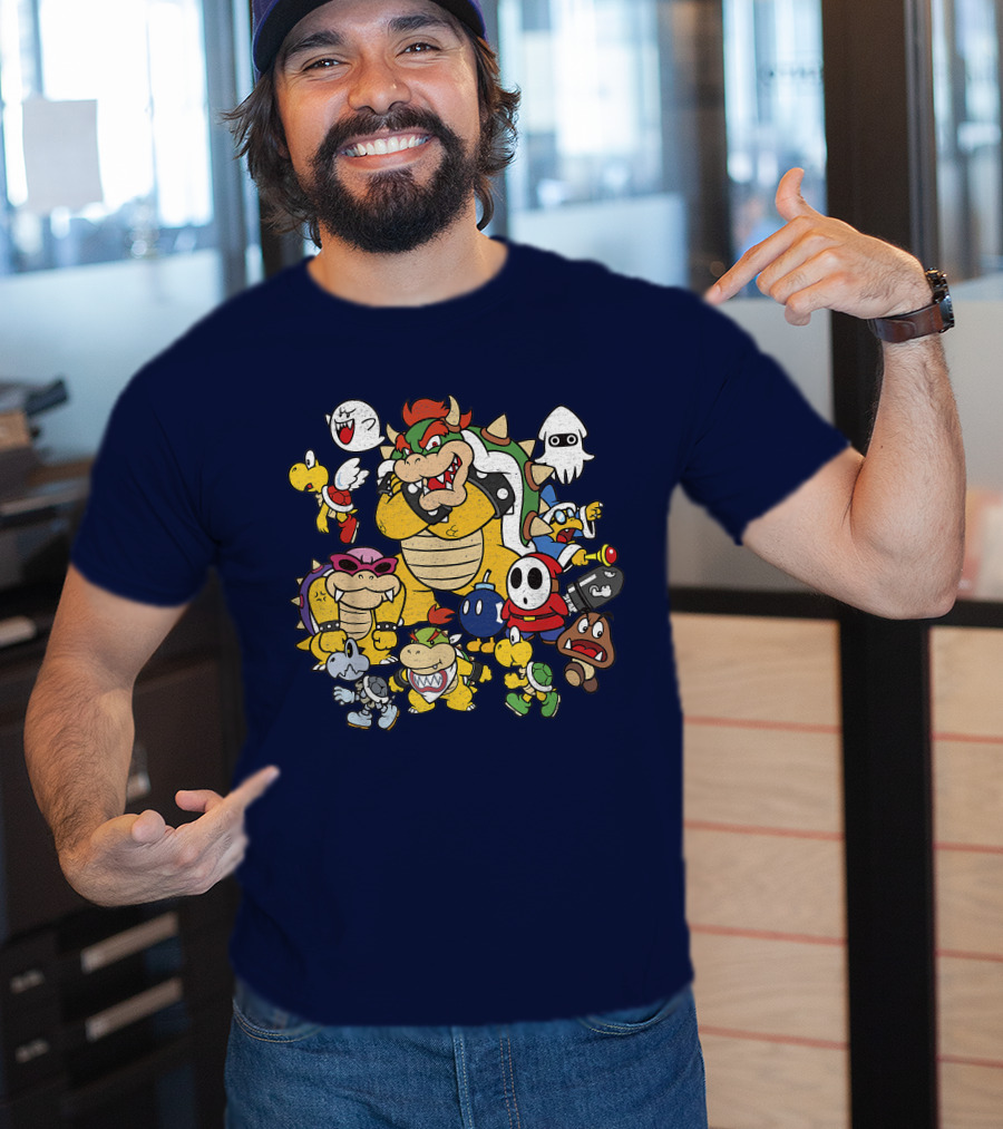 Super Mario Bowser And Classic Enemy Characters Group T-Shirt