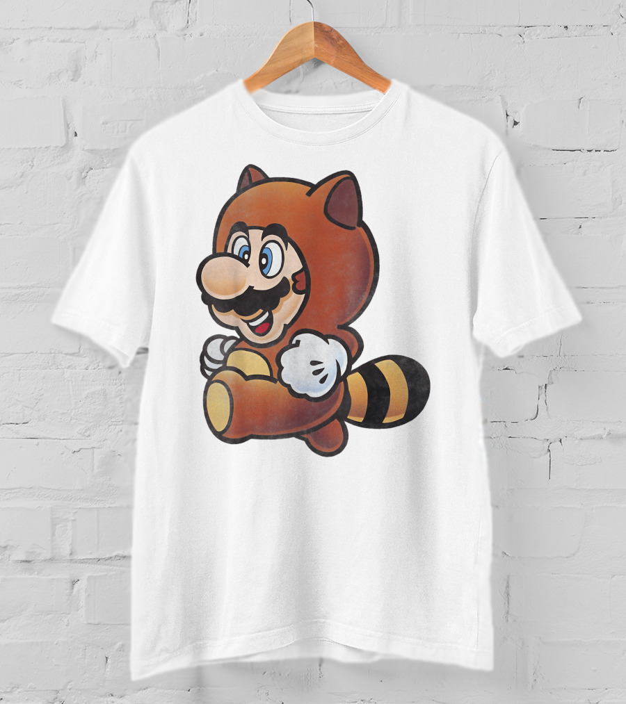 Super Mario Bros Tanooki Mario Power-Up Suit Character T-Shirt