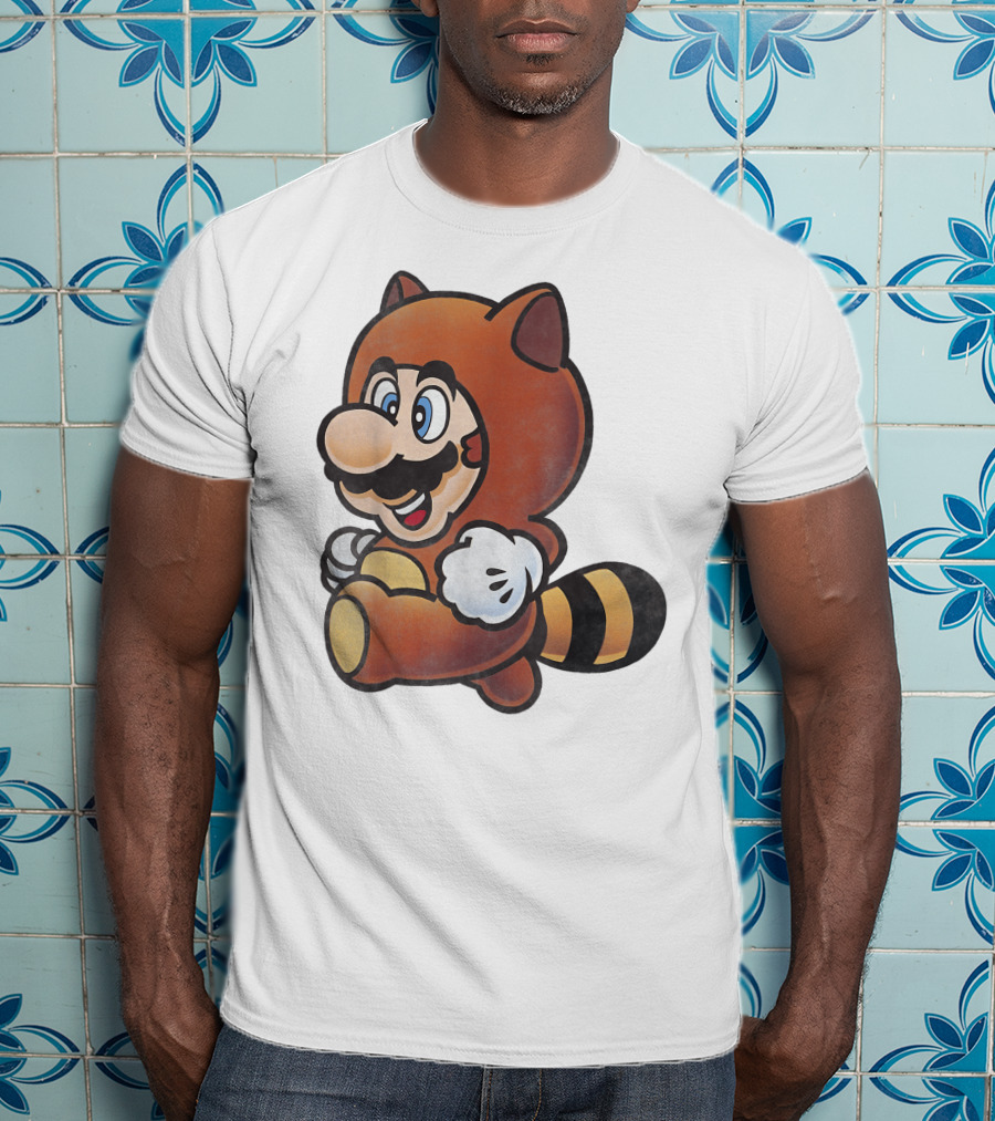 Super Mario Bros Tanooki Mario Power-Up Suit Character T-Shirt