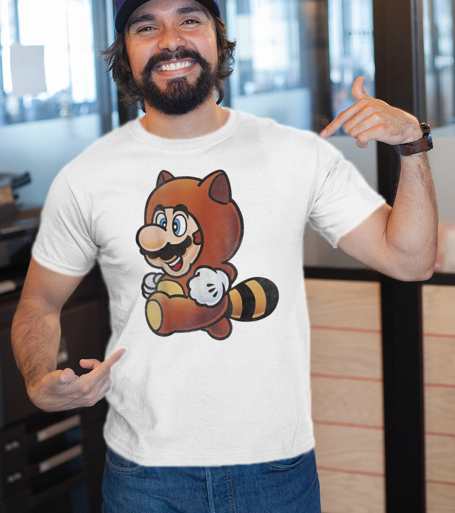 Super Mario Bros Tanooki Mario Power-Up Suit Character T-Shirt