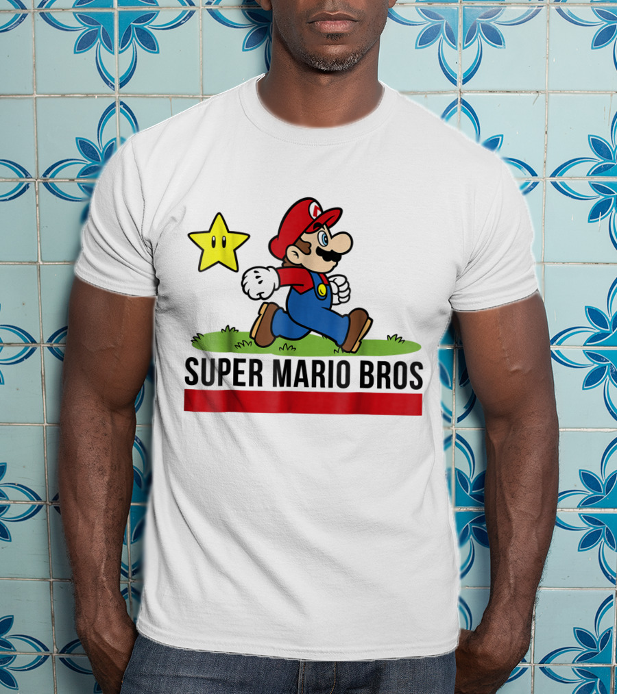 Super Mario Bros Star Walking Fun Iconic T-Shirt