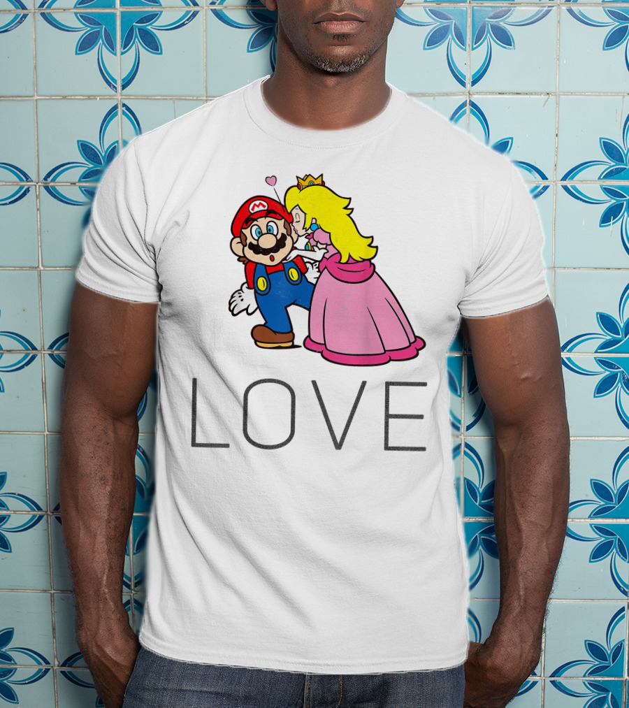 Super Mario Princess Peach Kiss Love Iconic Funny Moment T-Shirt