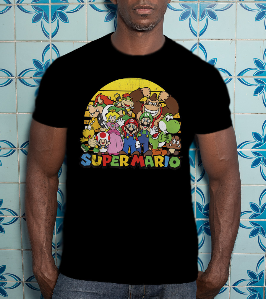 Super Mario Group Characters With Mario, Luigi, Princess Peach, Yoshi, Bowser, And Donkey Kong T-Shirt