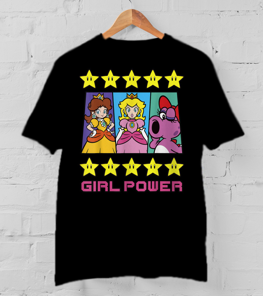 Super Mario Daisy Peach Birdo Girl Power Star Icons T-Shirt