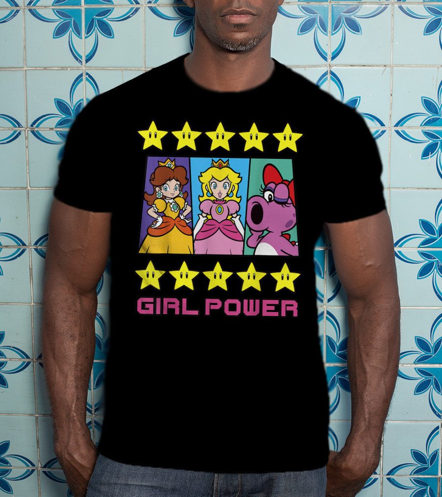 Super Mario Daisy Peach Birdo Girl Power Star Icons T-Shirt