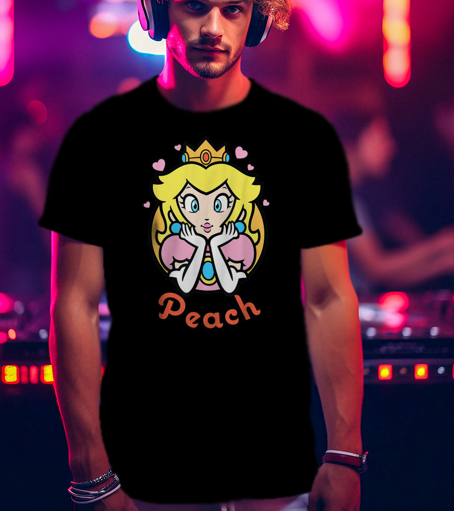 Super Mario Princess Peach With Hearts T-Shirt