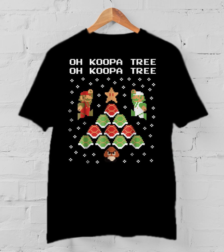 Oh Koopa Tree Mario Goomba Christmas Pixel T-Shirt