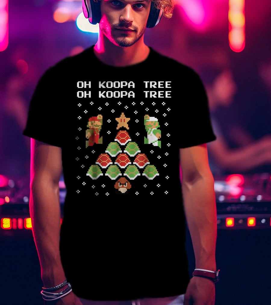 Oh Koopa Tree Mario Goomba Christmas Pixel T-Shirt
