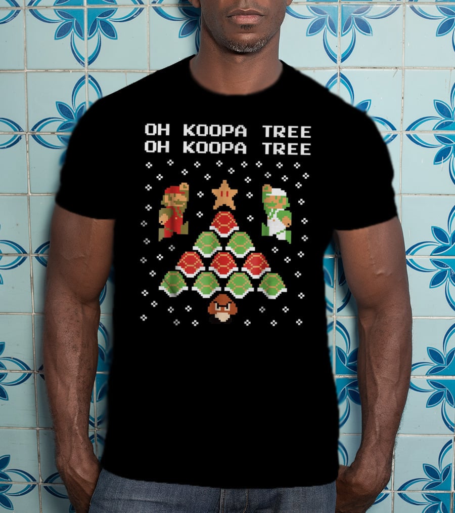 Oh Koopa Tree Mario Goomba Christmas Pixel T-Shirt