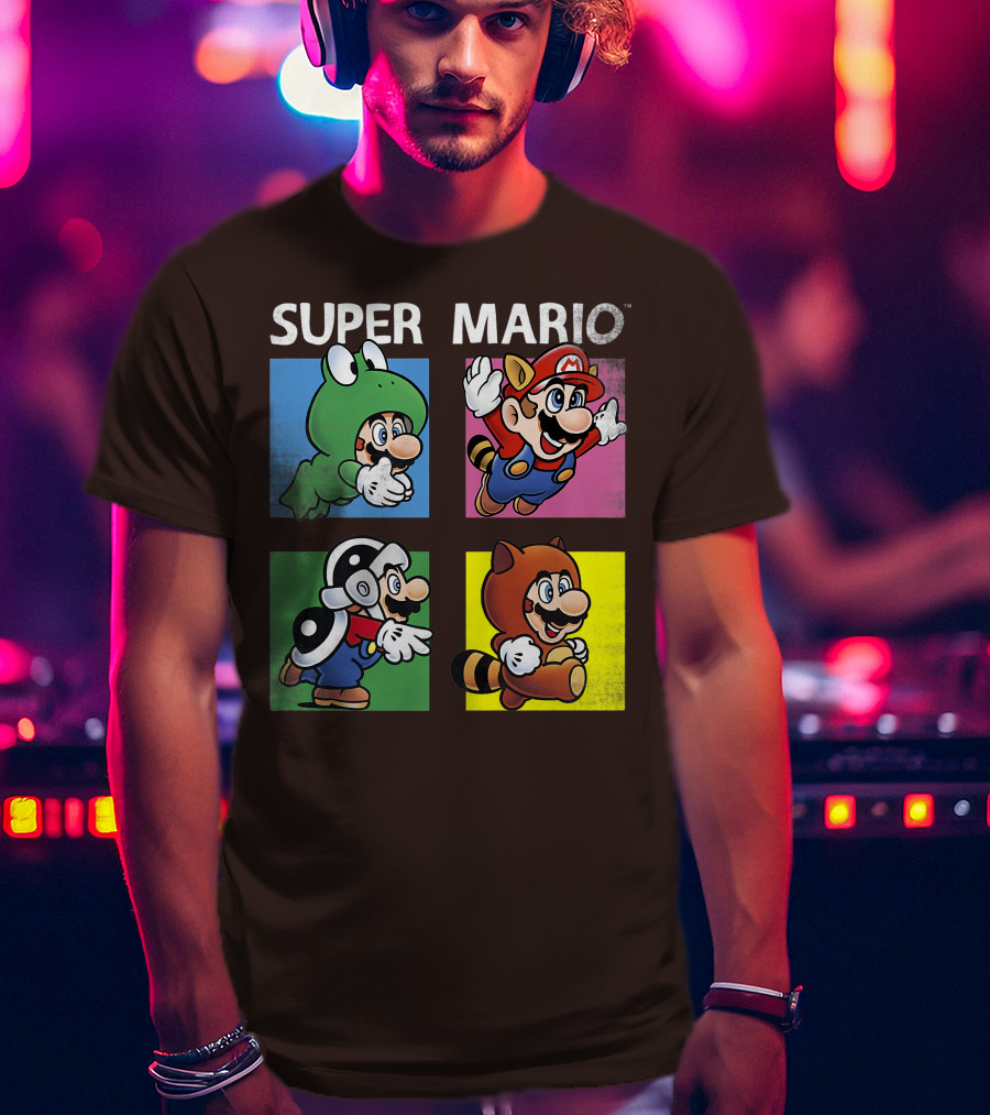 Super Mario Frog Tanooki Hammer Raccoon Costumes T-Shirt