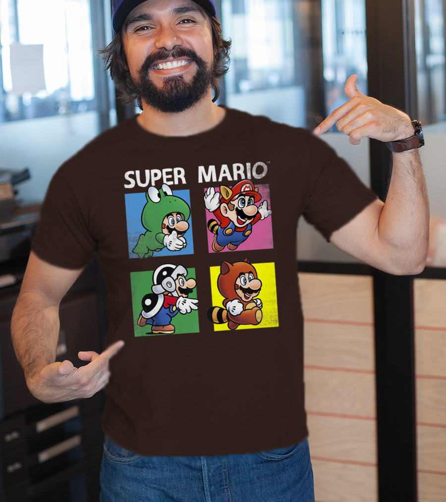 Super Mario Frog Tanooki Hammer Raccoon Costumes T-Shirt
