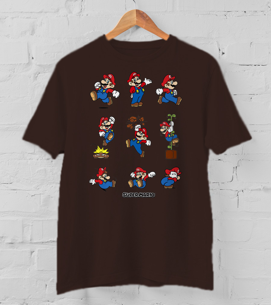 Super Mario All The Moves Funny Action Series T-Shirt