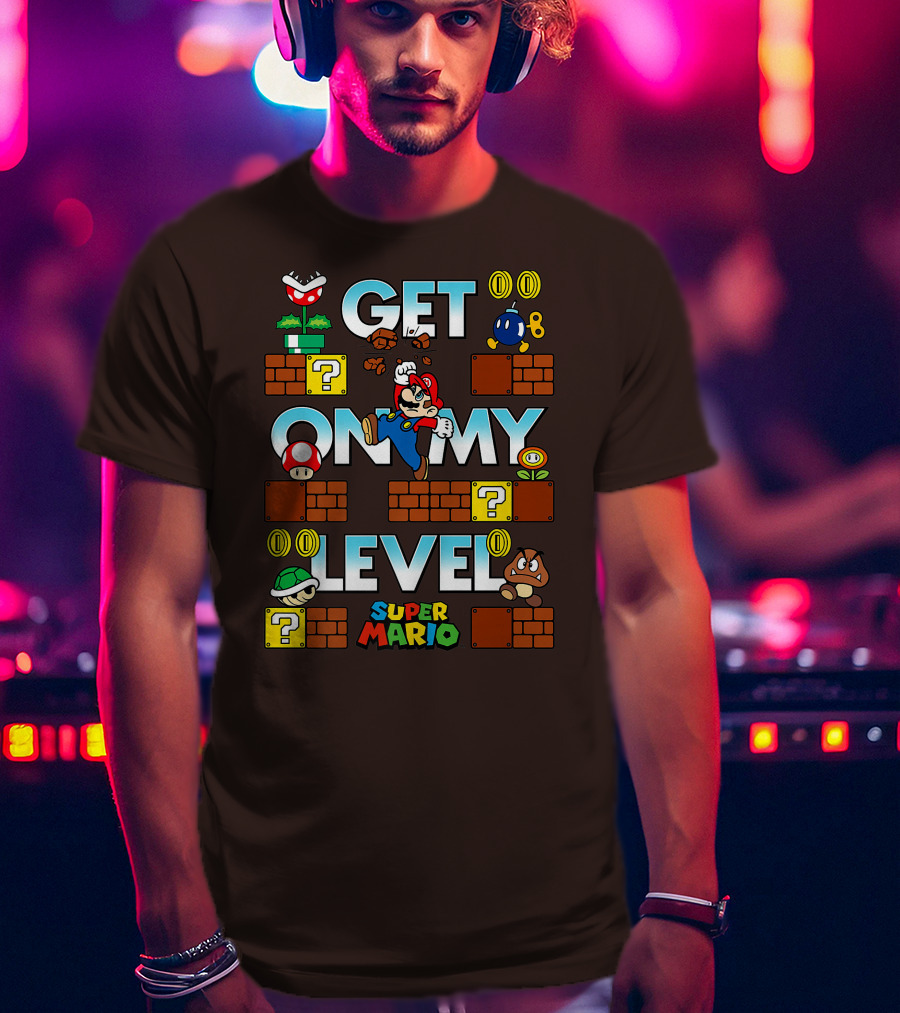 Super Mario Get On My Level With Iconic Game Characters T-Shirt
