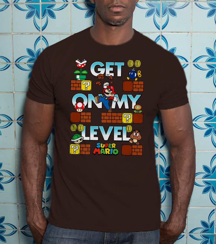 Super Mario Get On My Level With Iconic Game Characters T-Shirt