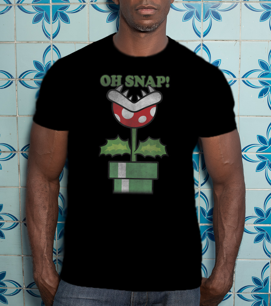 Oh Snap Piranha Plant Christmas Super Mario T-Shirt