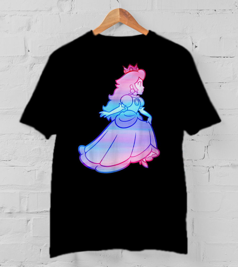 Super Mario Princess Peach Neon Gradient T-Shirt