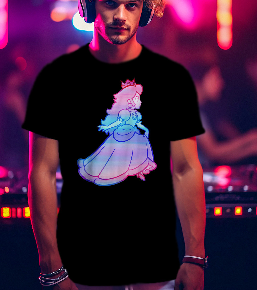 Super Mario Princess Peach Neon Gradient T-Shirt