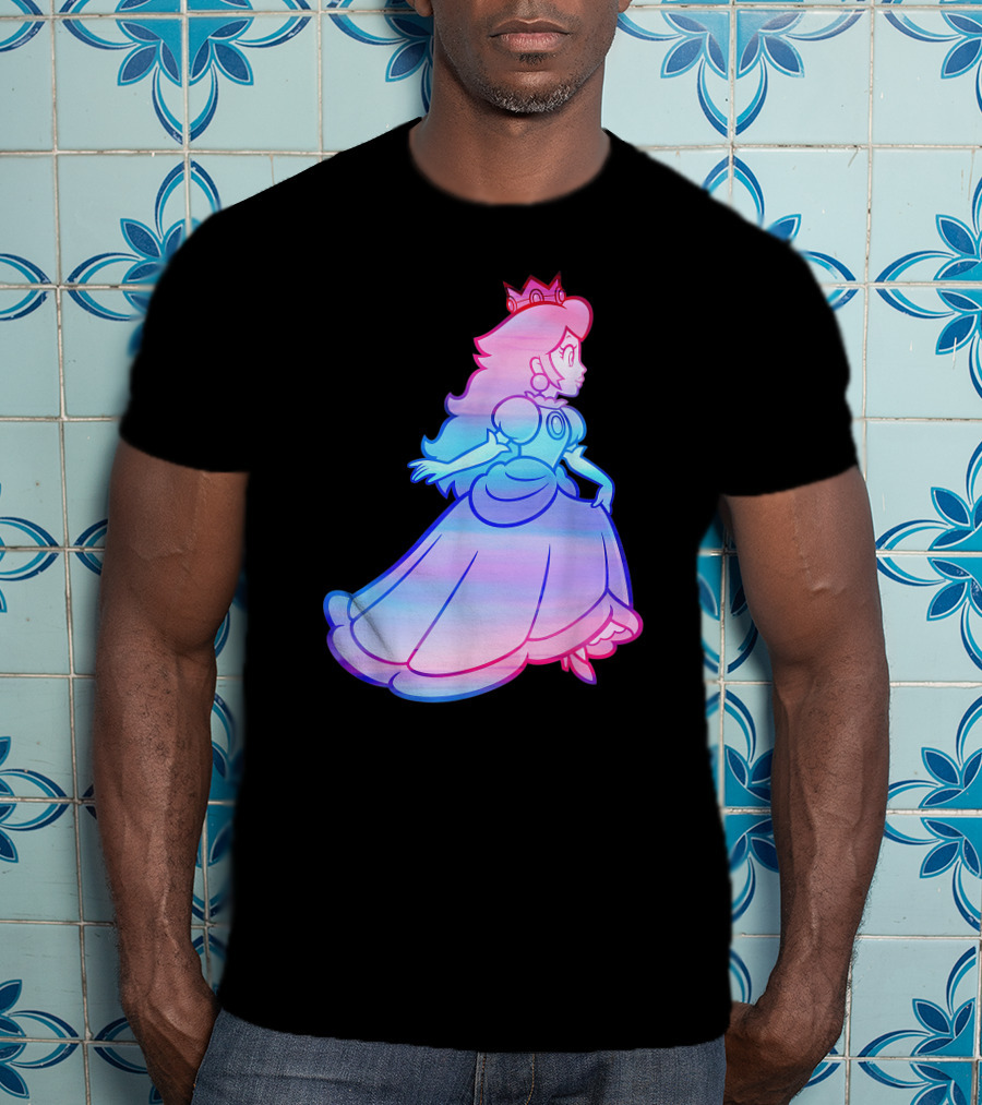 Super Mario Princess Peach Neon Gradient T-Shirt