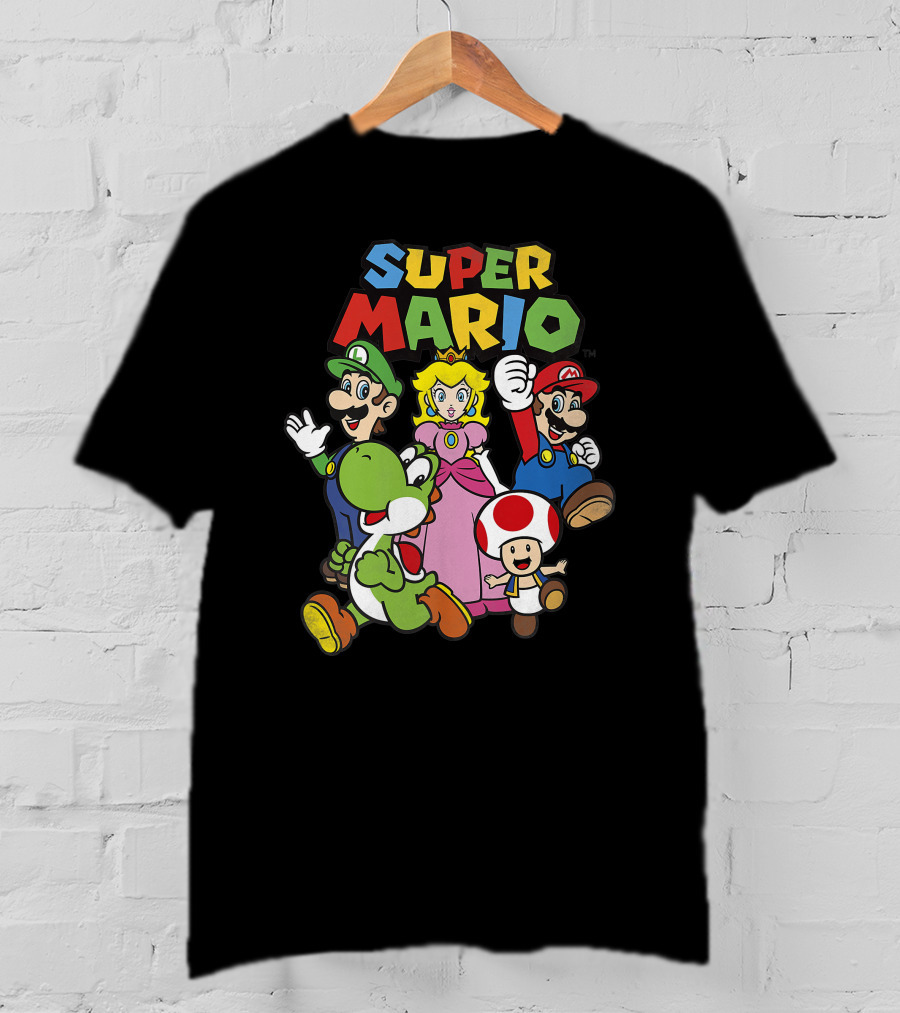 Super Mario Luigi Peach Yoshi Toad Heroes Group T-Shirt