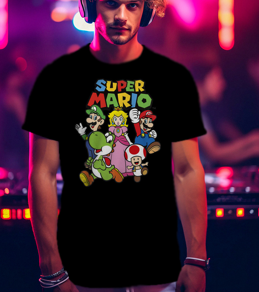 Super Mario Luigi Peach Yoshi Toad Heroes Group T-Shirt